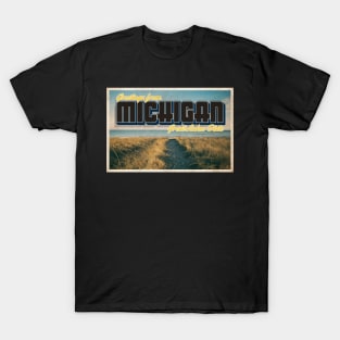 Greetings from Michigan - Vintage Travel Postcard Design T-Shirt